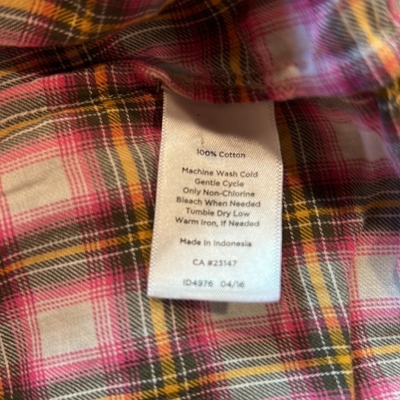 Talbots Pink Plaid Long Sleeve Blouse Size Medium - Picture 7 of 8
